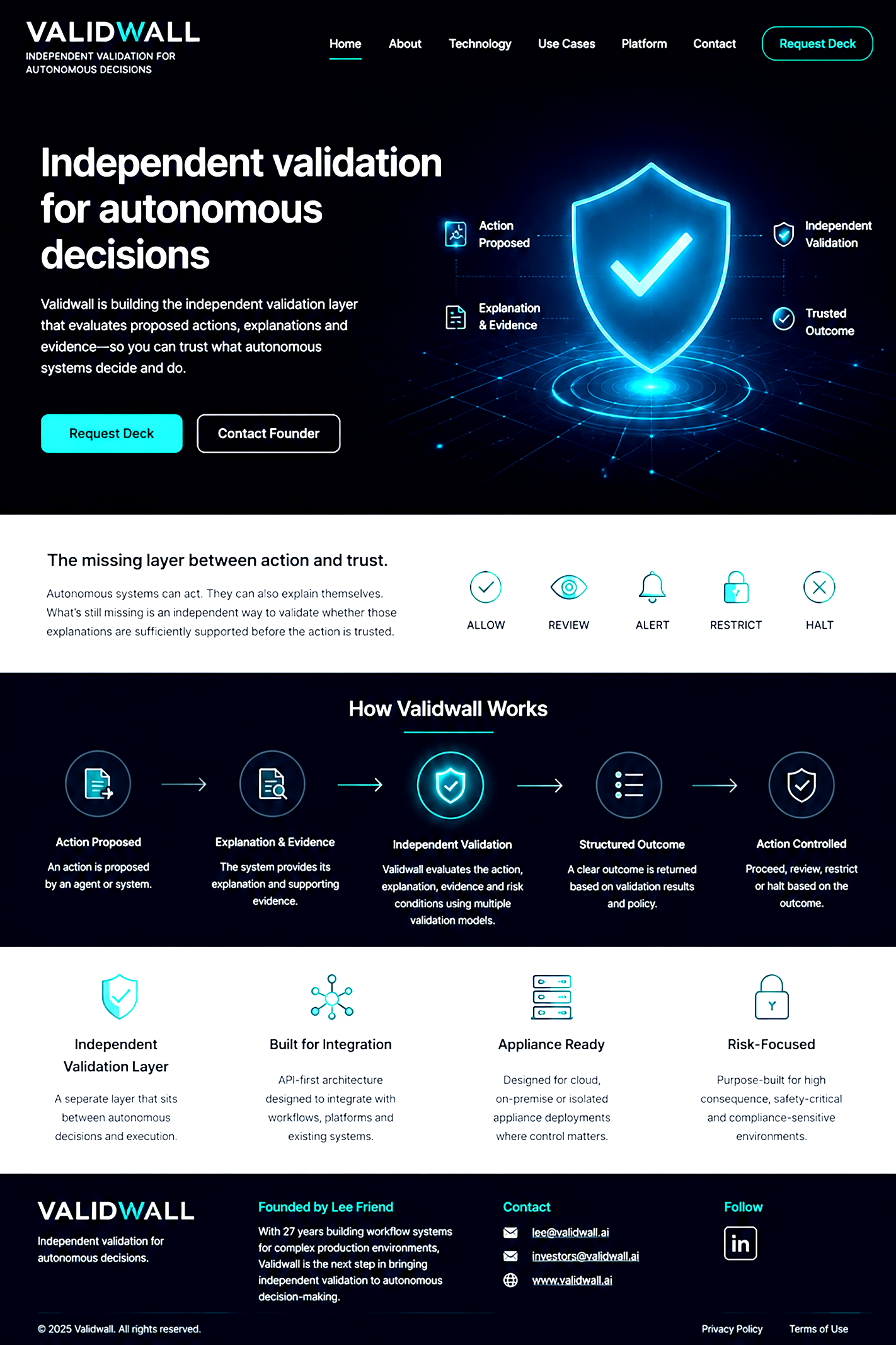 Validwall - Independent validation for autonomous decisions